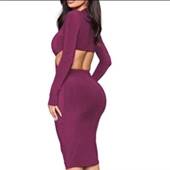 purple bodycon cut out dress - Picture 4 of 5